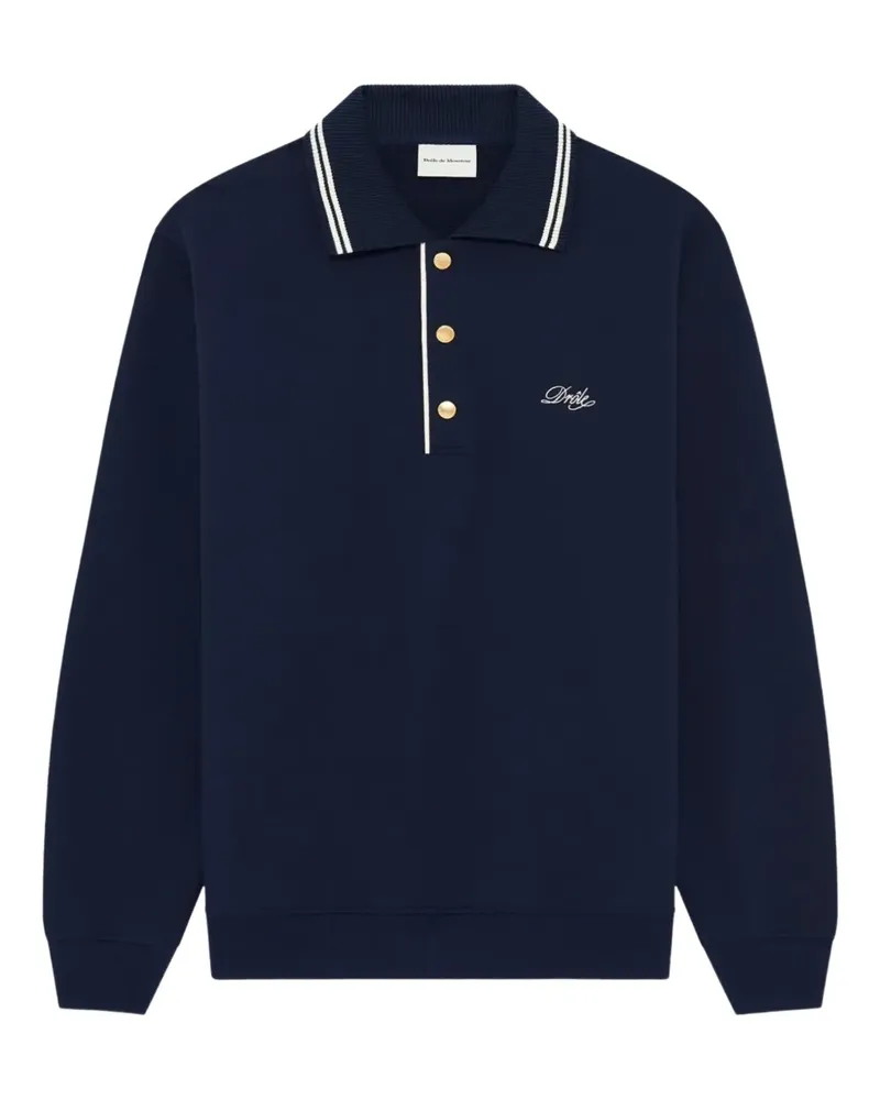 Drôle de Monsieur striped-trim polo shirt - Blau Blau