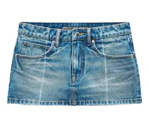 Ausgeblichener Jeansrock in Wickeloptik - Blau