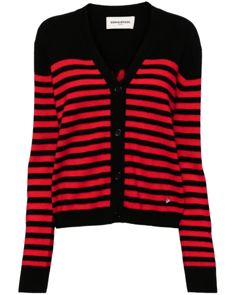 Sonia Rykiel Gestreifter Cardigan - Schwarz Schwarz