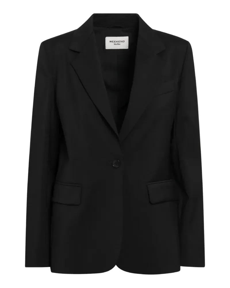 Max Mara Einreihiger Blazer aus Stretch-Wolle in Schwarz Schwarz