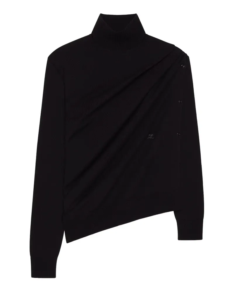 Courrèges Asymmetrischer Rollkragenpullover - Schwarz Schwarz