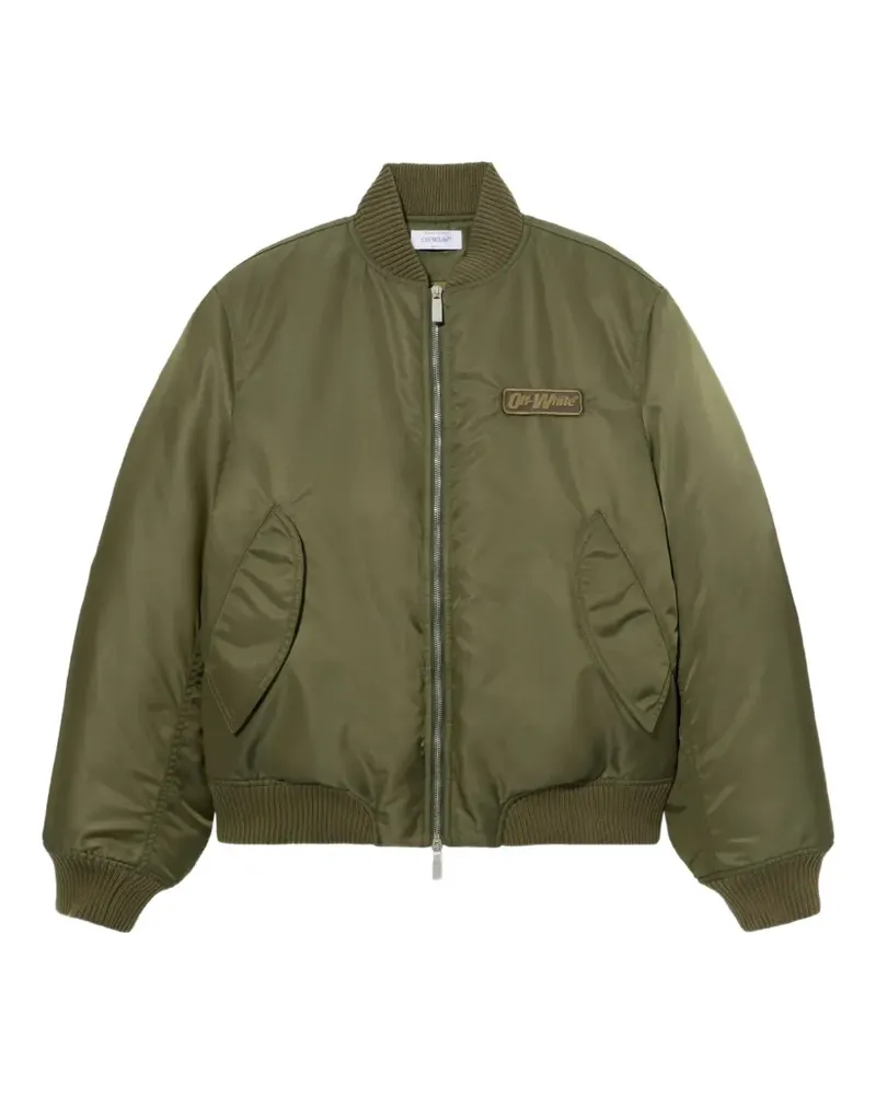 OFF-WHITE logo-patch bomber jacket - Grün Grün