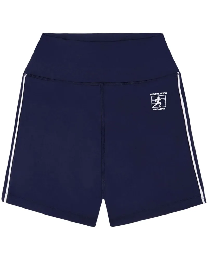 SPORTY & RICH Runner Box Biker-Shorts - Blau Blau