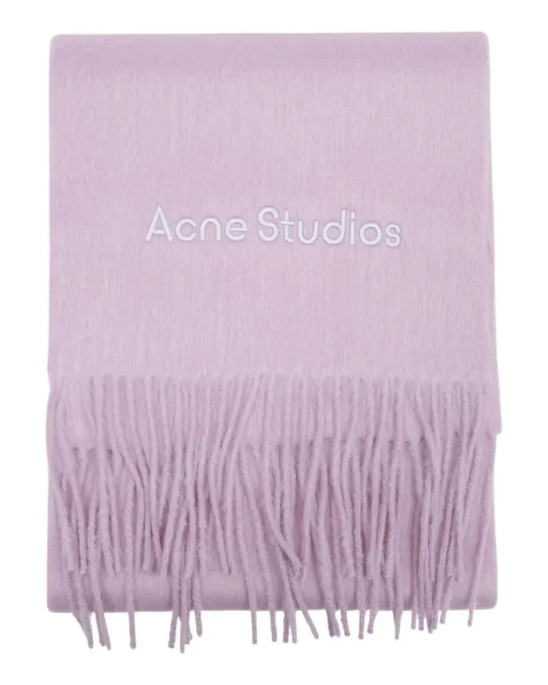Acne Studios Fransenschal mit Logo - Rosa Rosa