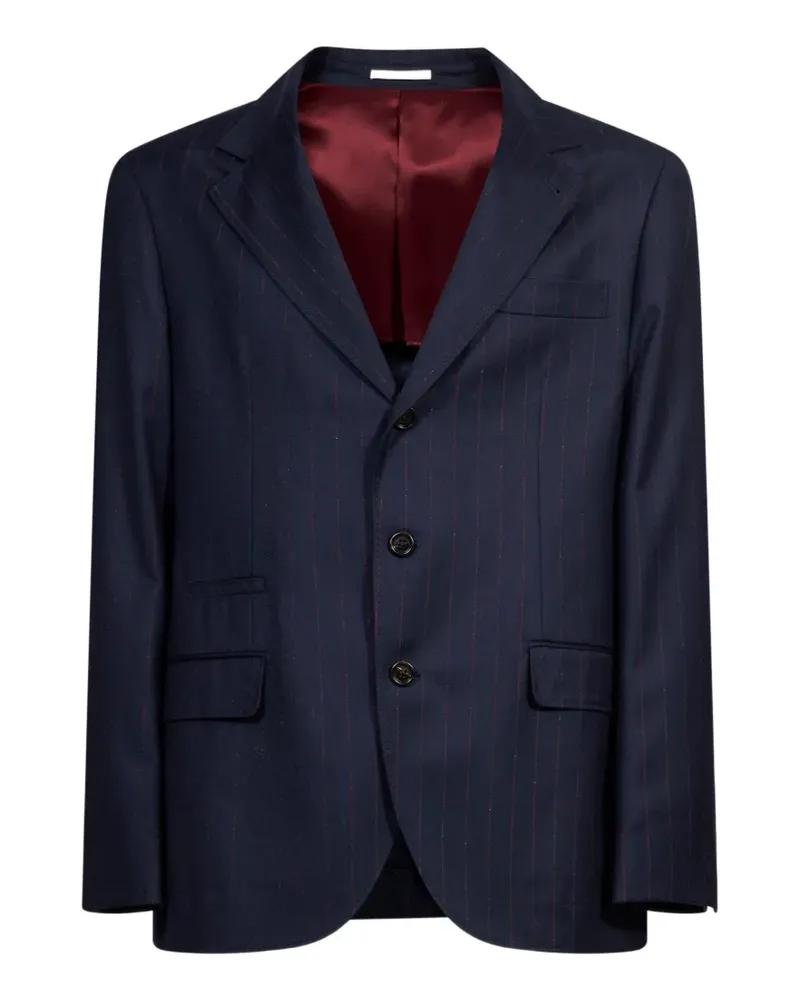 Brunello Cucinelli pinstriped single-breasted blazer - Blau Blau
