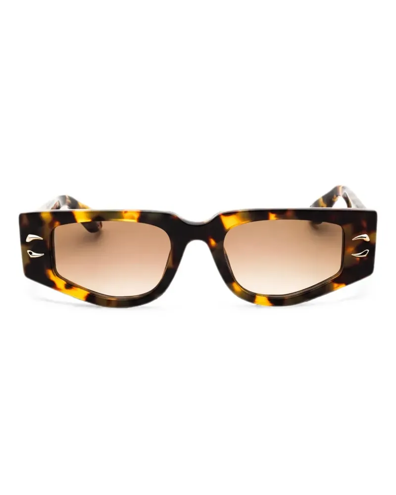 Roberto Cavalli tortoiseshell-effect rectangle-frame sunglasses - Braun Braun