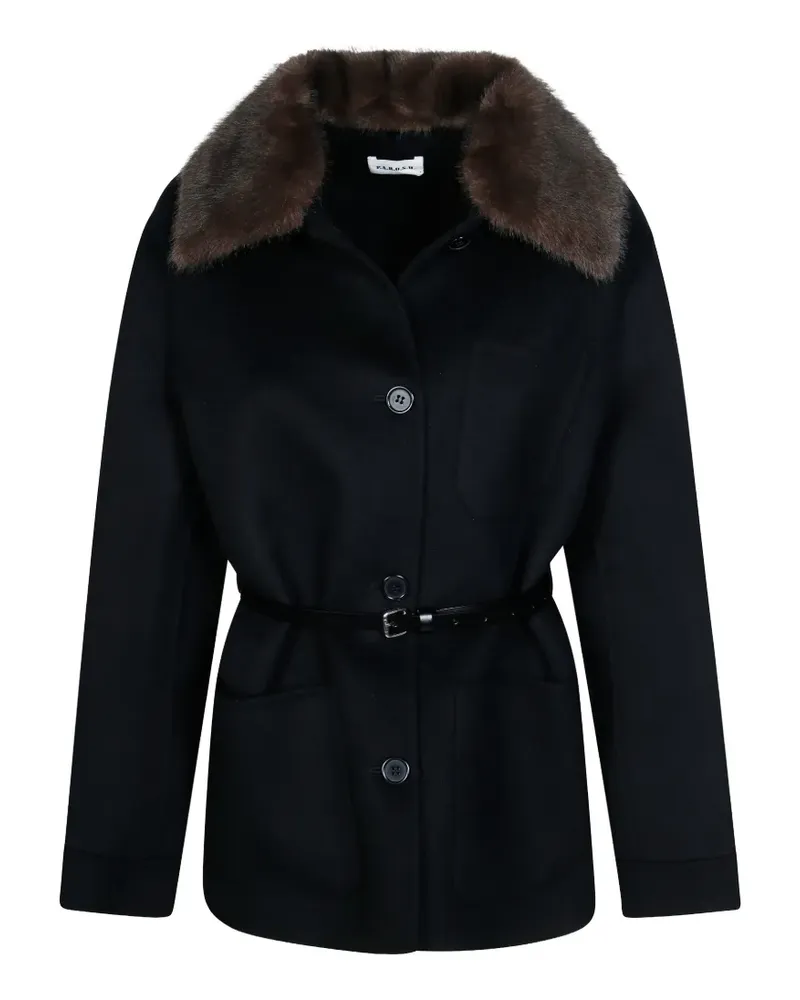 P.A.R.O.S.H. P.A.R.O H. Wollmantel mit Faux-Fur-Kragen - Schwarz Schwarz