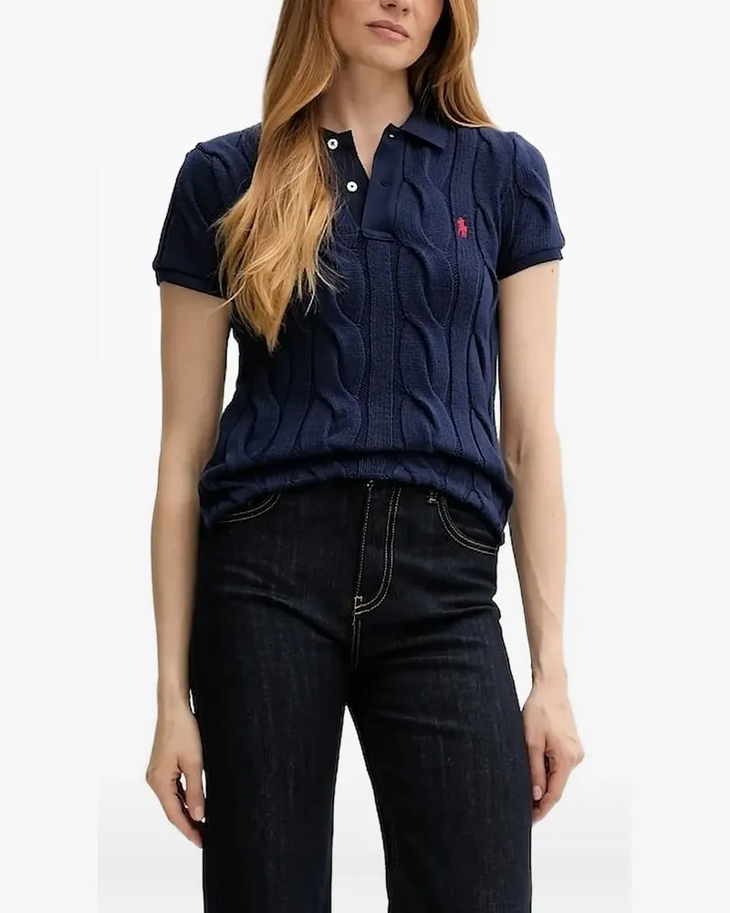 Ralph Lauren Poloshirt mit Zopfmuster - Blau Blau