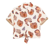 Fransenhemd mit Muschel-Print - Nude