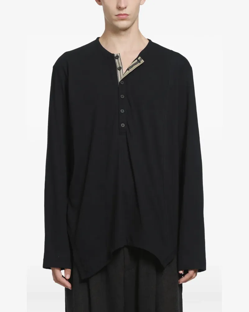 Ziggy Chen Asymmetrisches Henley-Top - Schwarz Schwarz
