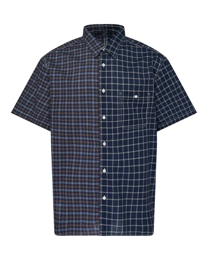 Comme des Garçons check-print panelled short-sleeve shirt - Blau Blau