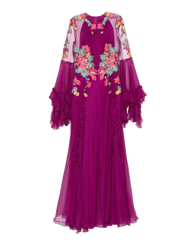 COSTARELLOS floral ruffled dress - Violett Violett