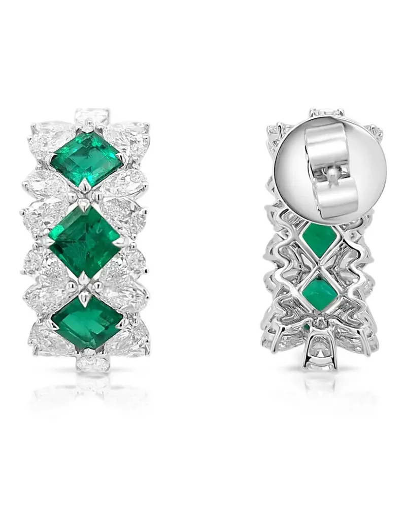 HYT Jewelry Ohrringe mit Smaragd und Diamanten - Silber Silber
