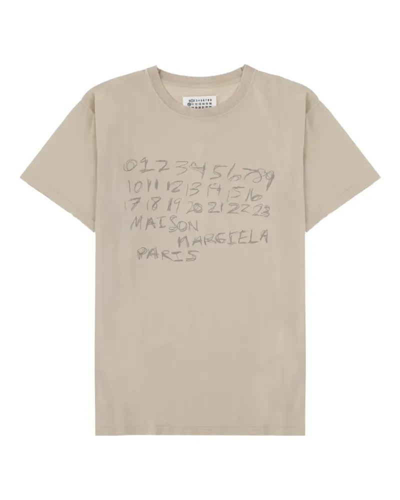 Maison Margiela T-Shirt mit Nummern-Logo-Print - Nude Nude