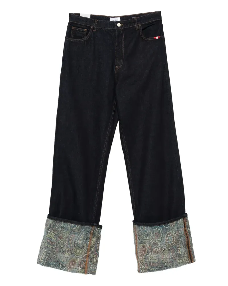 Amish Gerade Jeans mit Paisley-Bündchen - Blau Blau