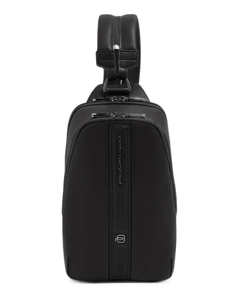 Piquadro logo-plaque convertible backpack - Schwarz Schwarz