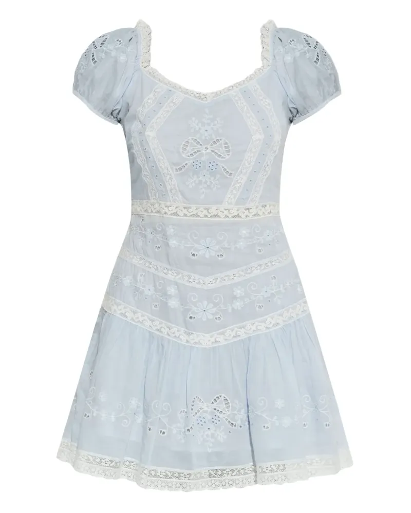 LoveShackFancy Belvine Minikleid mit Spitze - Blau Blau