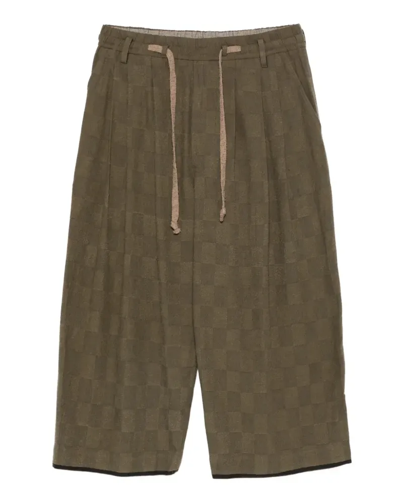 Ziggy Chen checked drawstring-fastening trousers - Grün Grün