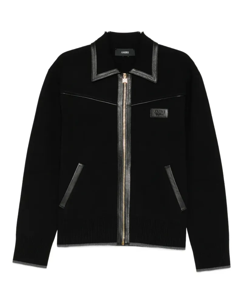 Amiri leather-trimmed zip-up jacket - Schwarz Schwarz