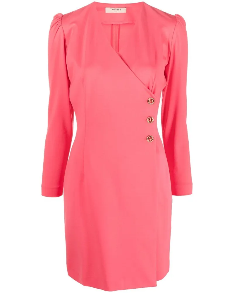 Twin-Set Langärmeliges Wickelkleid - Rosa Rosa