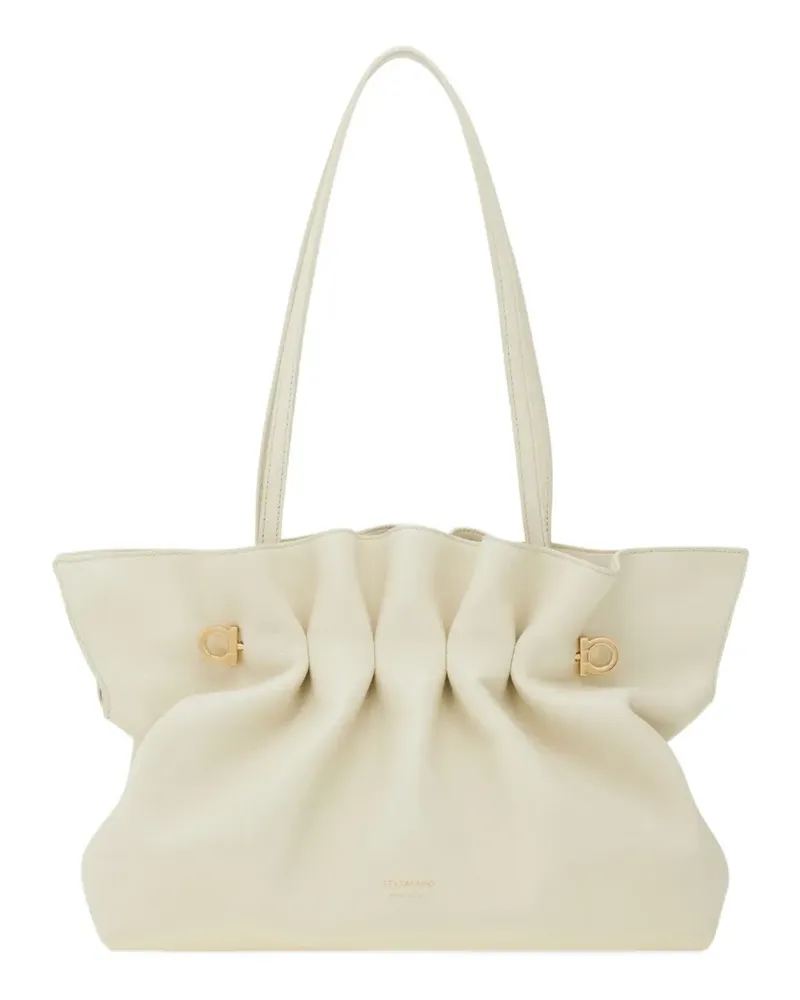 Ferragamo Mittelgroße Schultertasche mit Gancini-Detail - Nude Nude