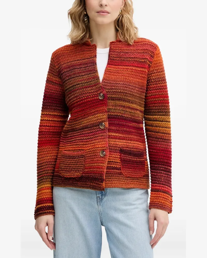 Benetton striped-knit button-up cardigan - Rot Rot