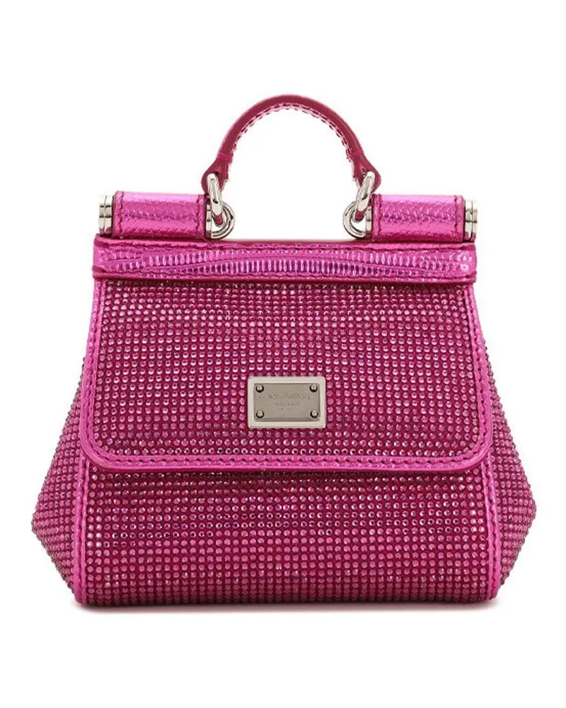 Dolce & Gabbana Sicily Mini-Tasche mit Strass - Rosa Rosa