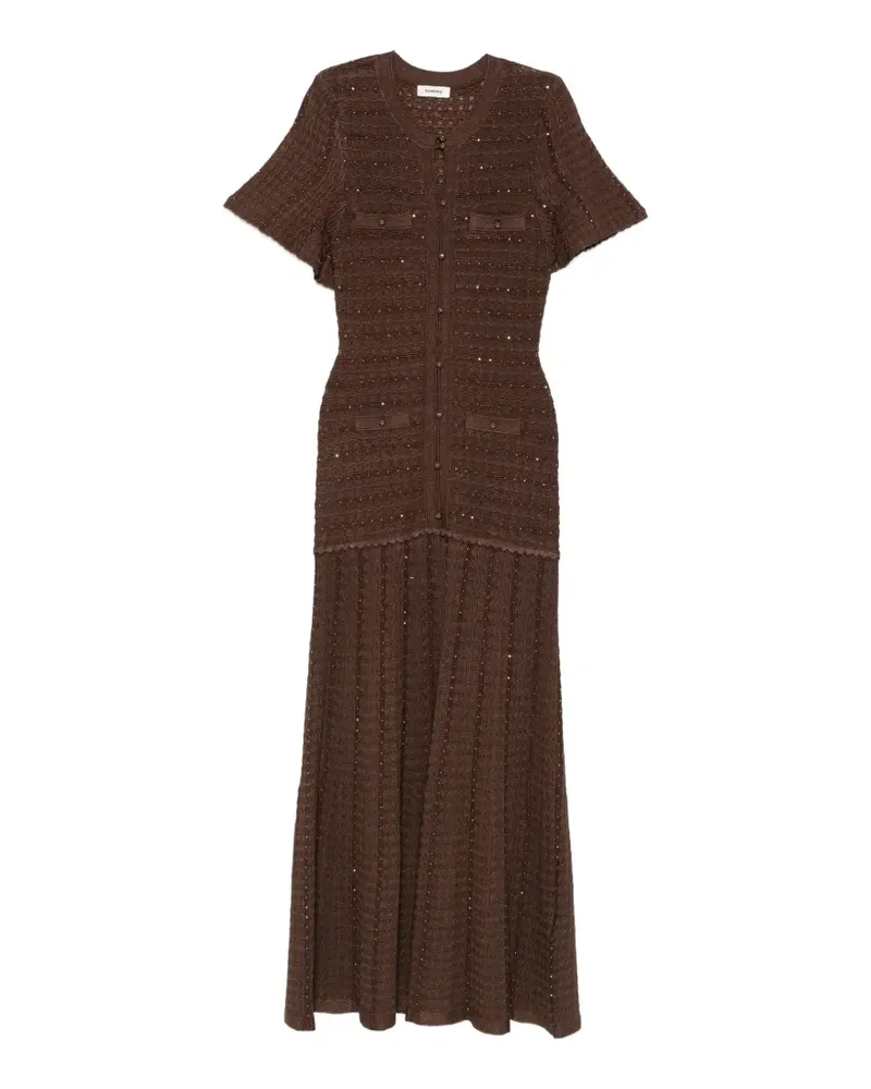 Sandro Gestricktes Maxikleid mit Pailletten - Braun Braun