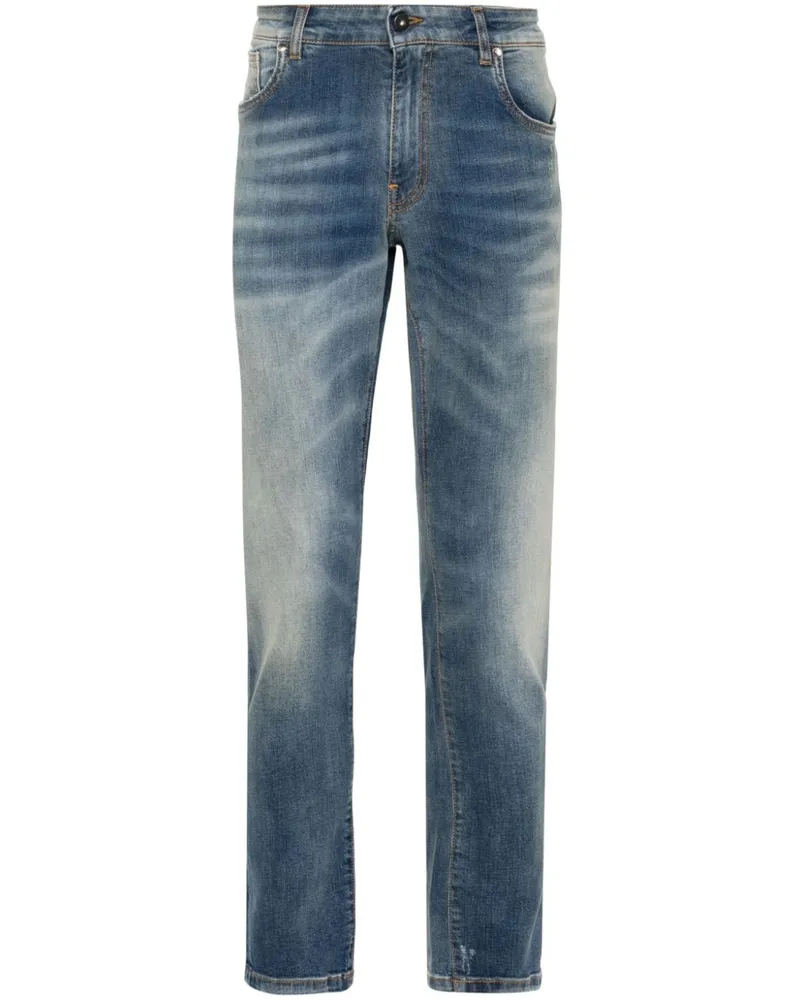 Salvatore Santoro Slim-Fit-Jeans im Distressed-Look Blau