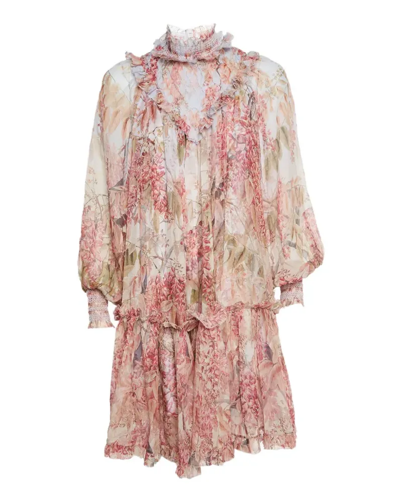Zimmermann Botanica smocked mini dress - Nude Nude