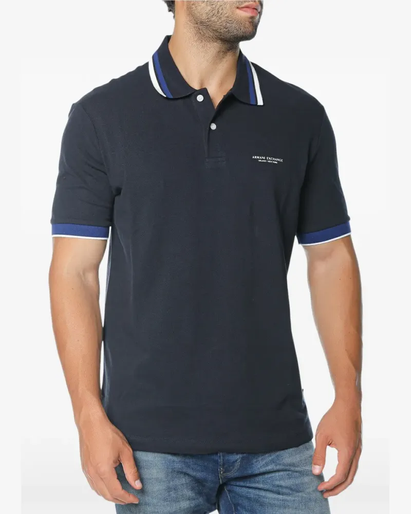 Armani Exchange Poloshirt mit Logo-Print - Blau Blau