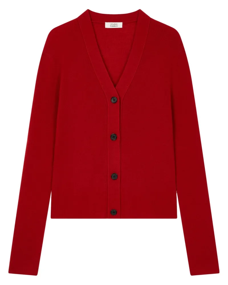 STUDIO TOMBOY Cardigan mit V-Ausschnitt - Rot Rot