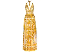 Chiffonkleid mit Majolica-Print - Gelb