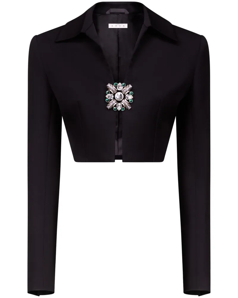 Area Cropped-Jacke mit Kristallbrosche - Schwarz Schwarz