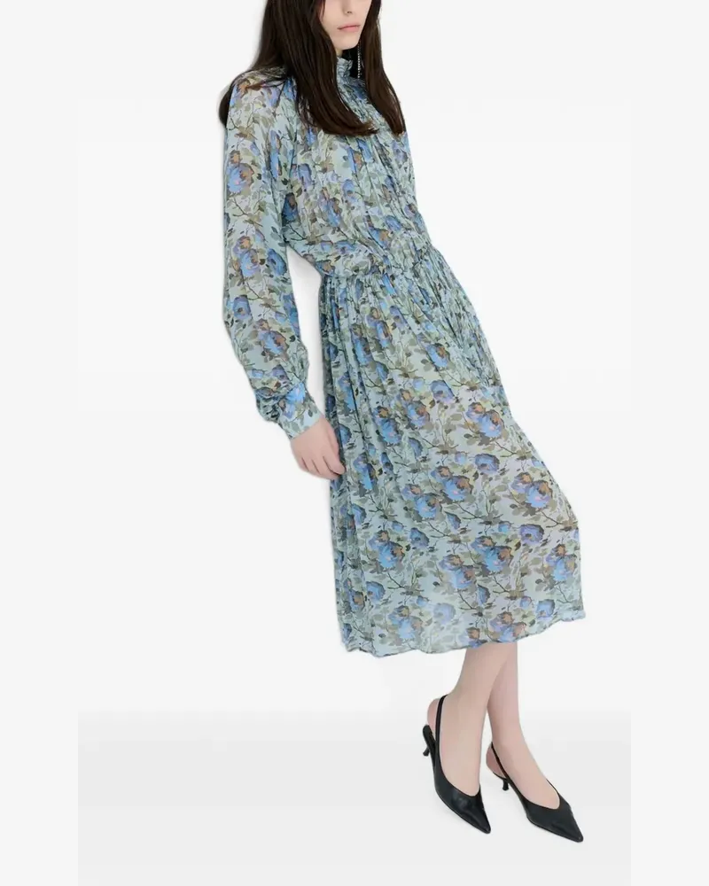 Semicouture floral-print open-back midi dress - Blau Blau