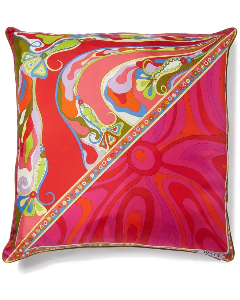 Emilio Pucci Kissen aus Seide mit Patchwork-Print - Rot Rot
