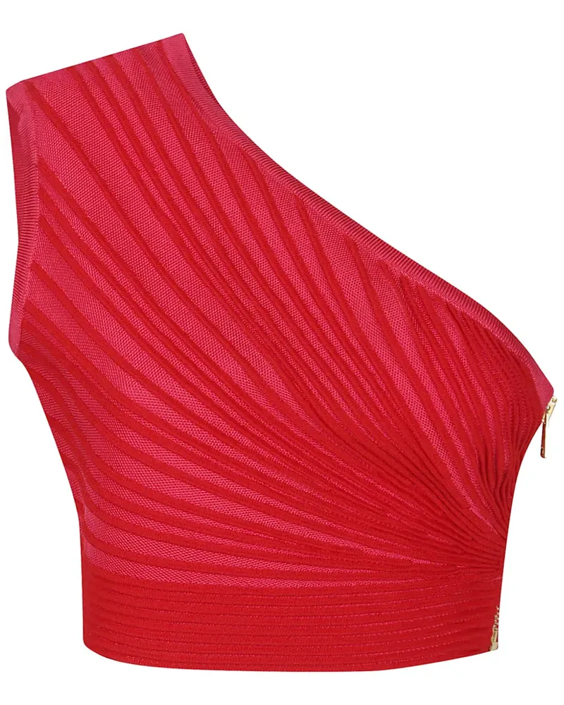 Balmain Gerafftes One-Shoulder-Oberteil - Rot Rot