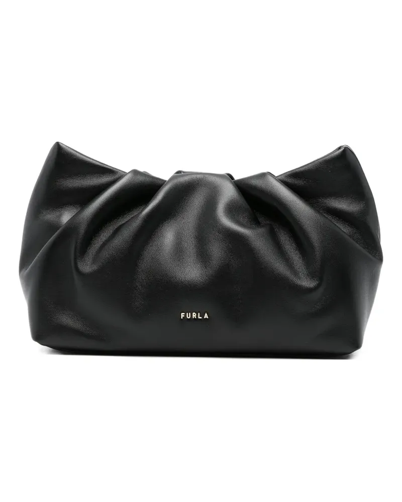 Furla Mini Delia Clutch mit Raffungen - Schwarz Schwarz