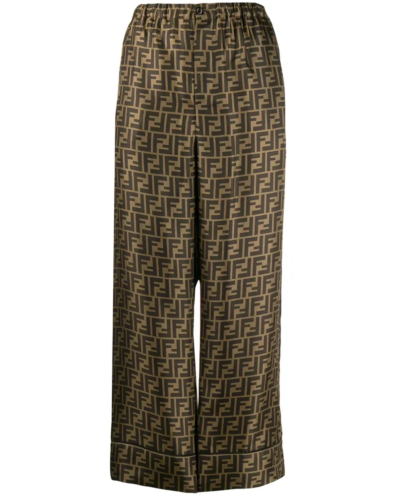 Fendi Cropped-Palazzohose - Schwarz Schwarz