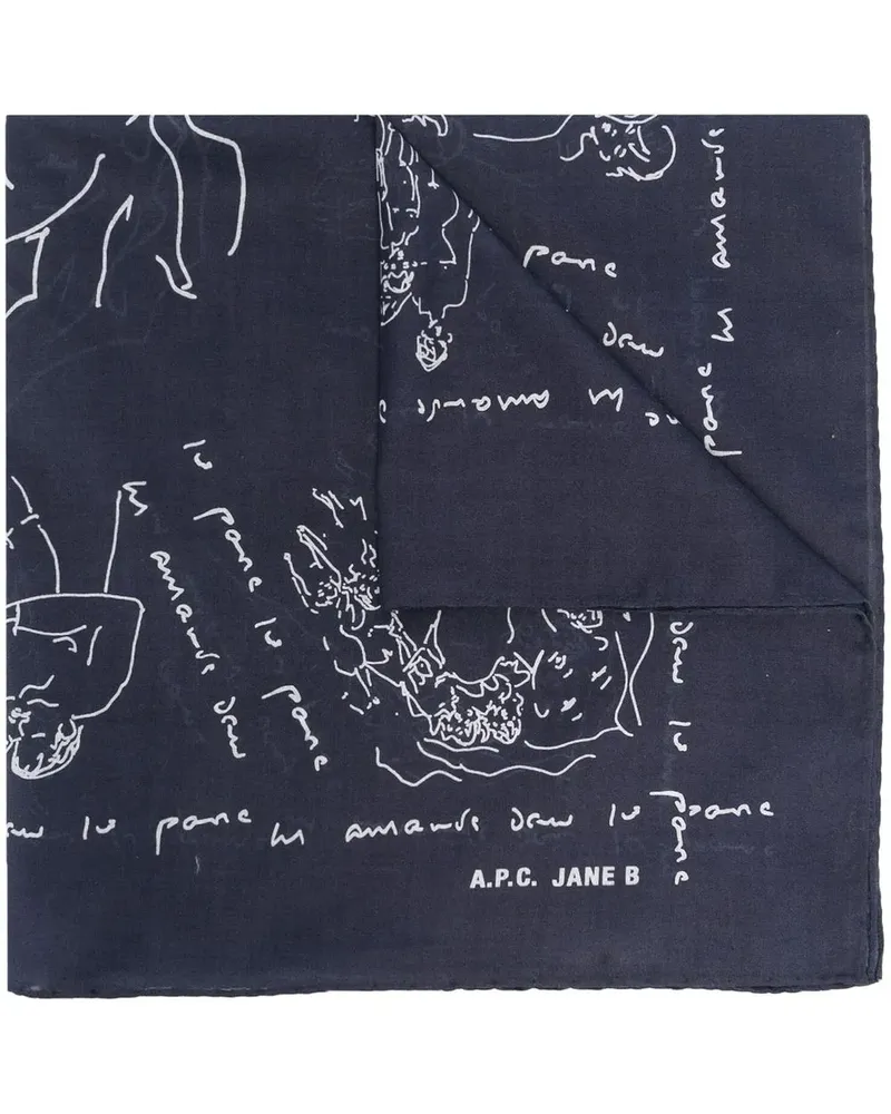 A.P.C. Schal mit grafischem Print - Blau Blau