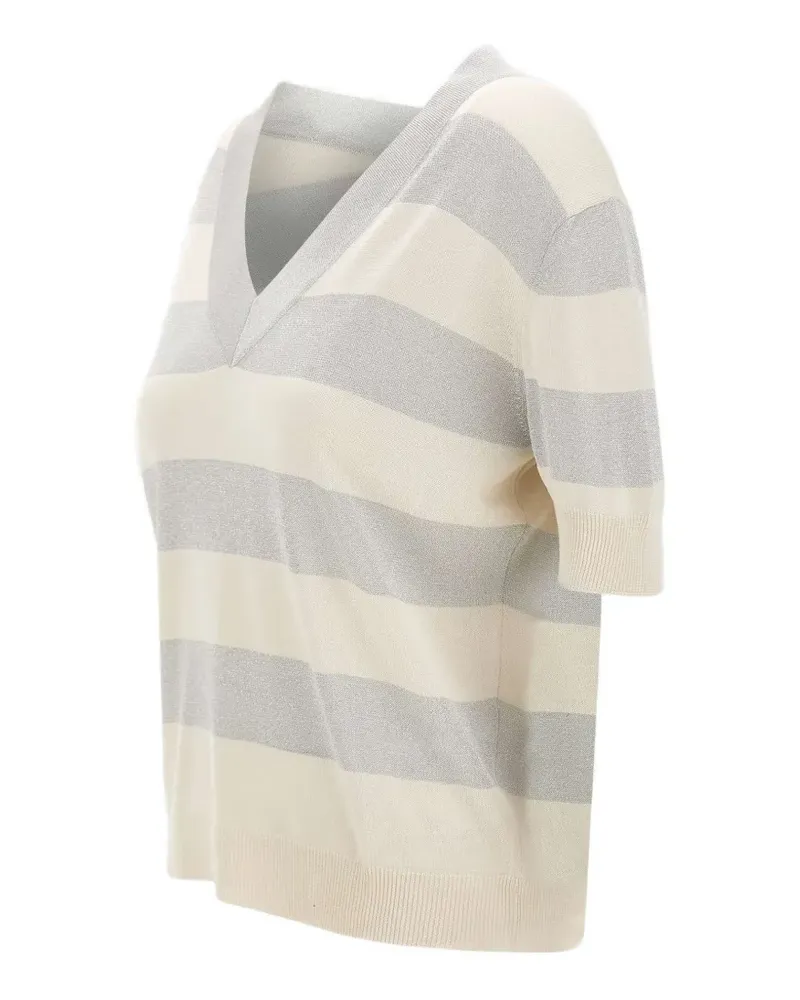 Gran Sasso lurex-detail striped sweater - Nude Nude