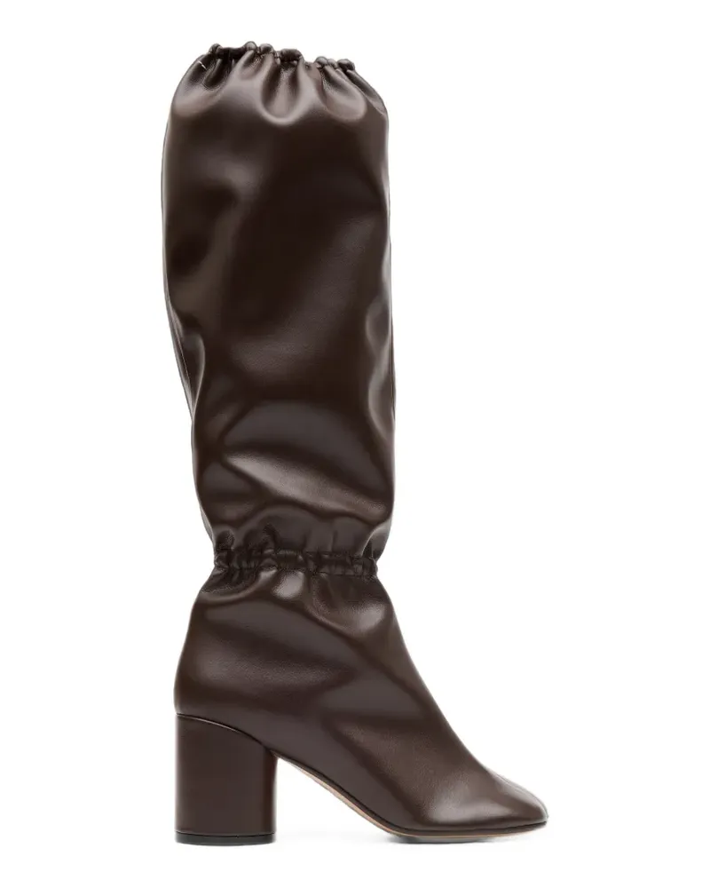 Maison Margiela Anatomic elasticated-detail knee-high boots - Braun Braun