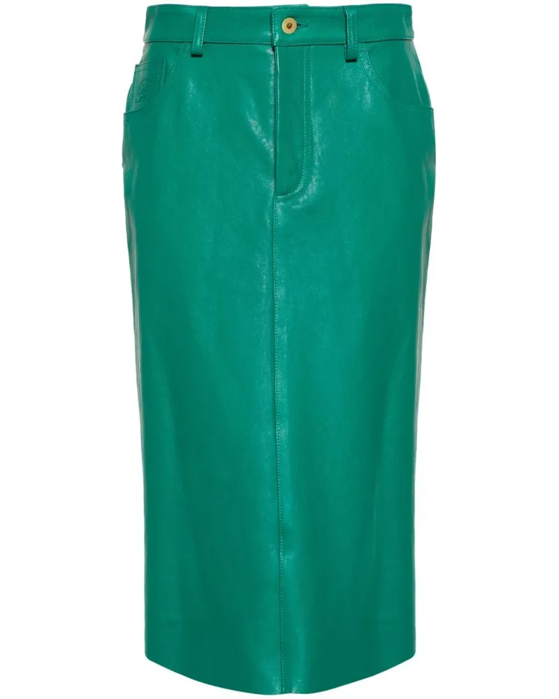 Blumarine Midirock mit Logo-Prägung - Grün Grün