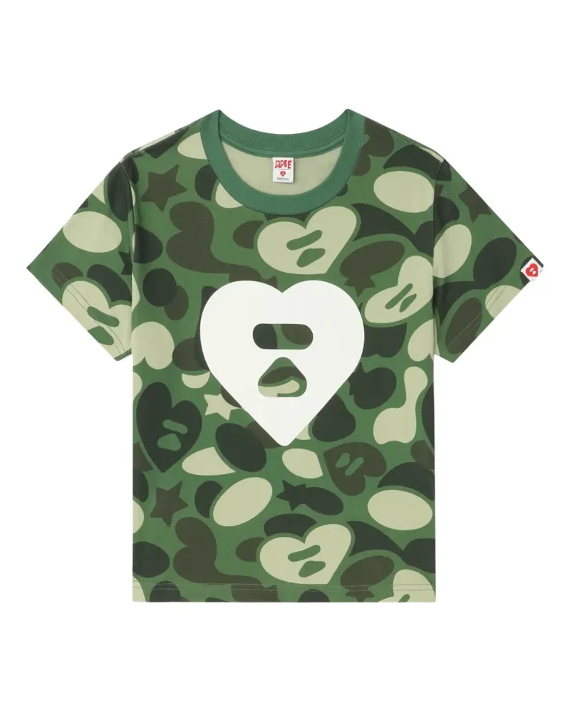 BAPE T-Shirt mit Camouflage-Herz - Grün Grün