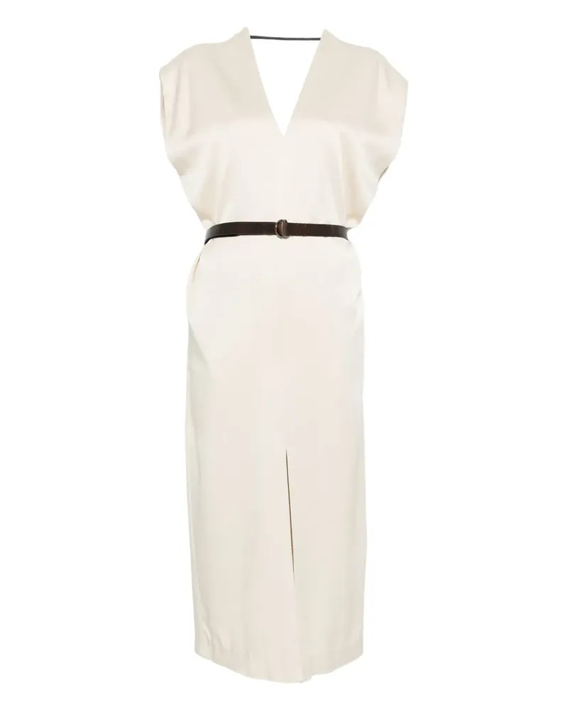 Brunello Cucinelli Midikleid mit V-Ausschnitt - Nude Nude