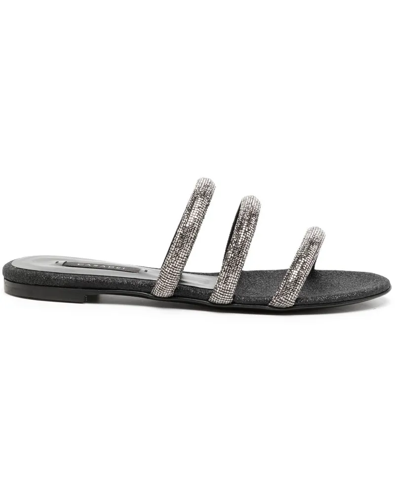 Casadei Flache Sandalen mit Kristallen - Schwarz Schwarz
