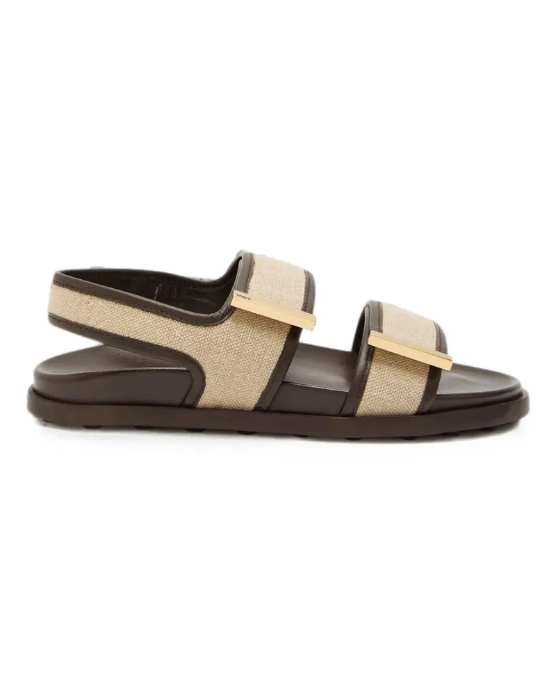 TOD'S Canvas-Sandalen mit Logo-Schild - Nude Nude