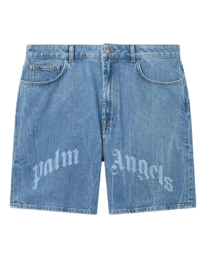Palm Angels Jeans-Shorts mit Logo-Print - Blau Blau