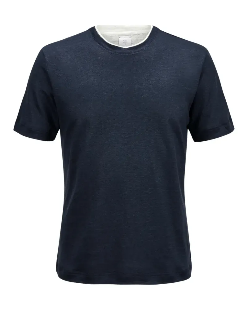 Eleventy Leinen-T-Shirt im Layering-Look - Blau Blau