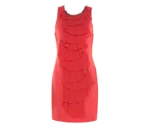 Gerüschtes Minikleid mit Kristallen - Rot